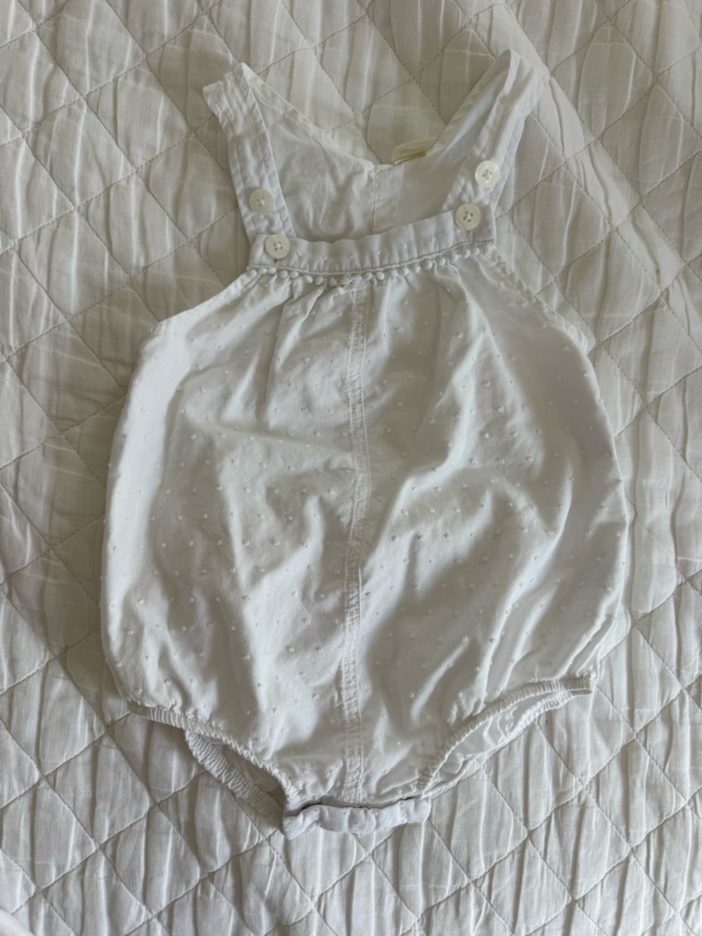 Baby B’gosh White Baby Romper with Button Straps